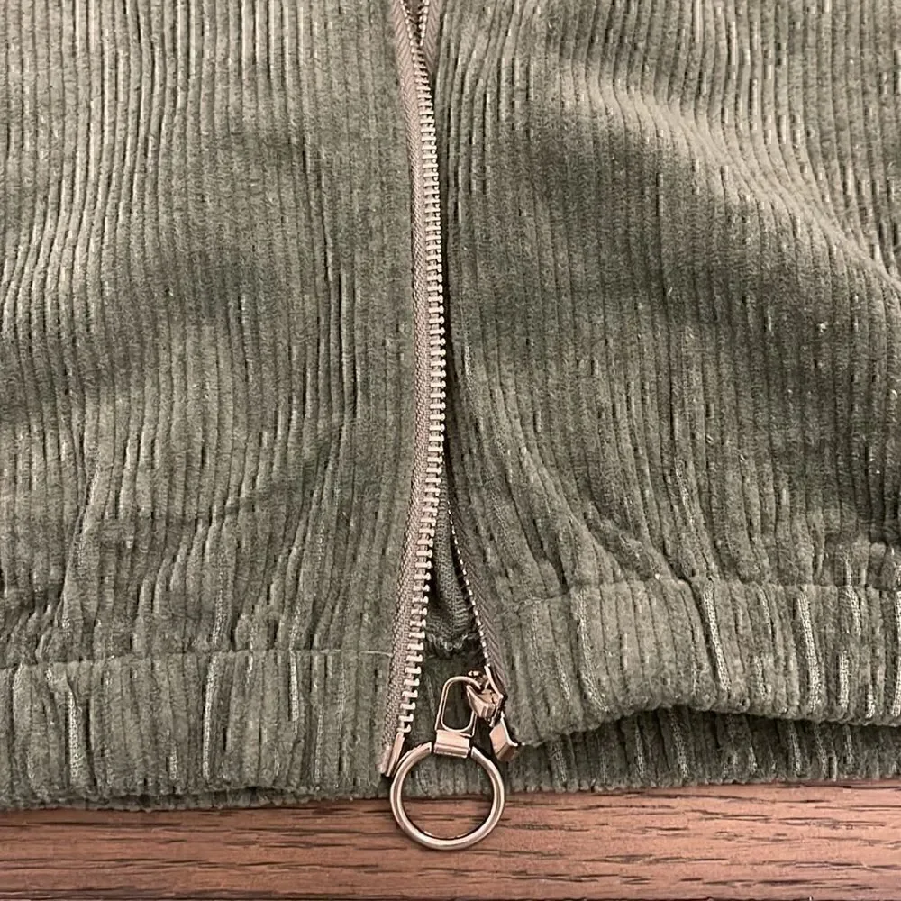 MADE With Love Olive Green Corduroy Cropped Hoodie Jacket